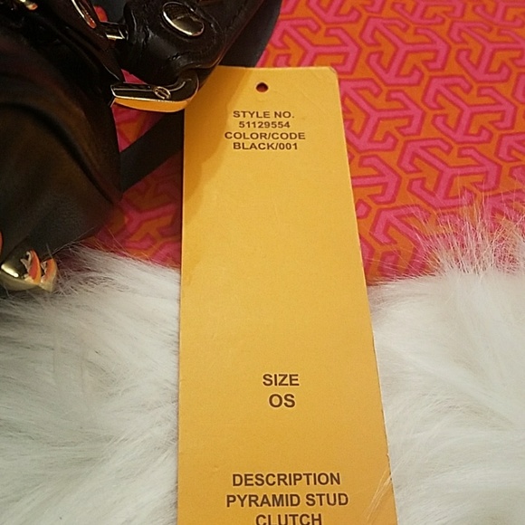 Tory Bury Black Pyramid Studded Clutch Wristlet - Picture 8 of 8